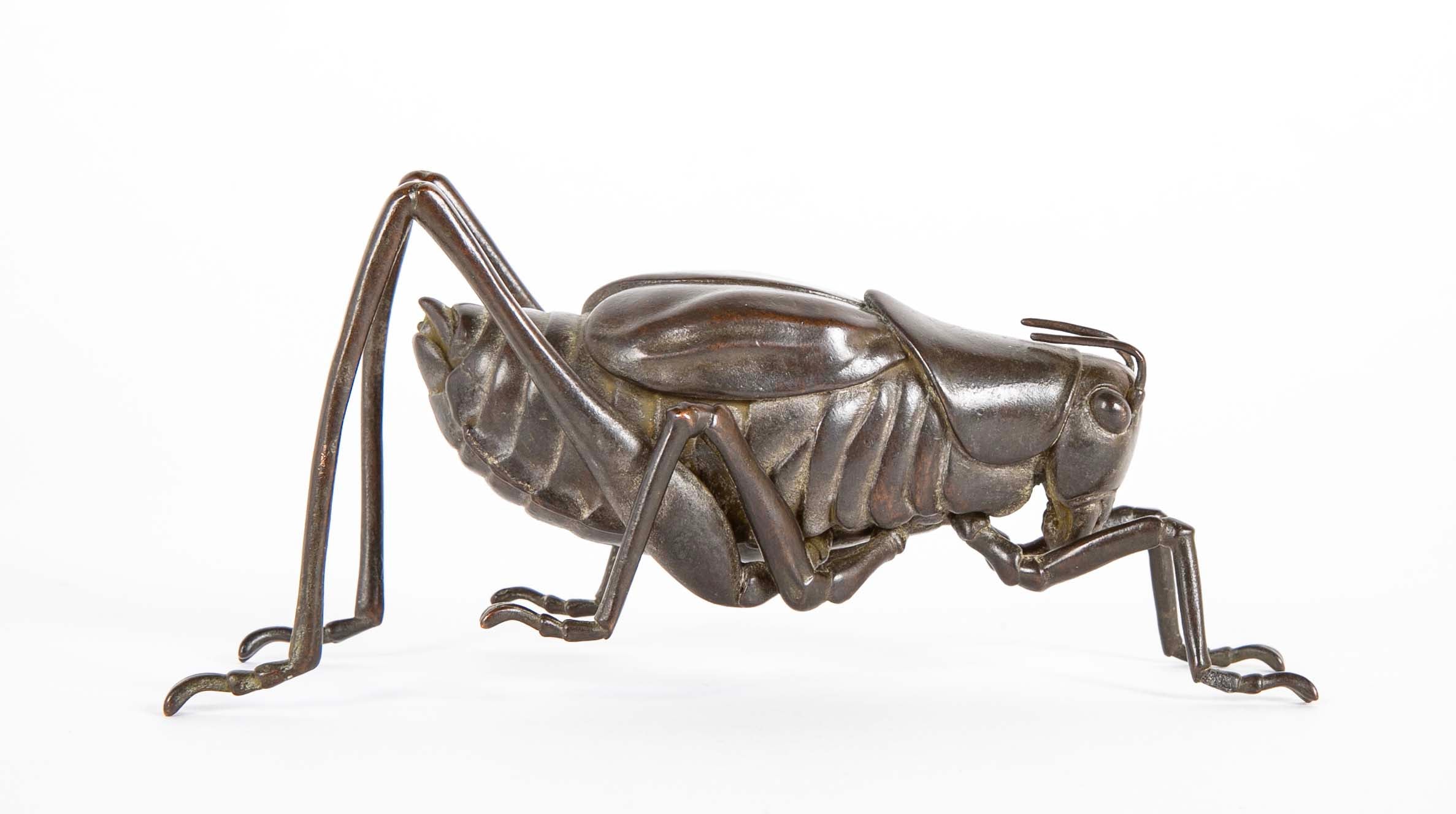 Mid 20th Century Japanese Bronze Grasshopper