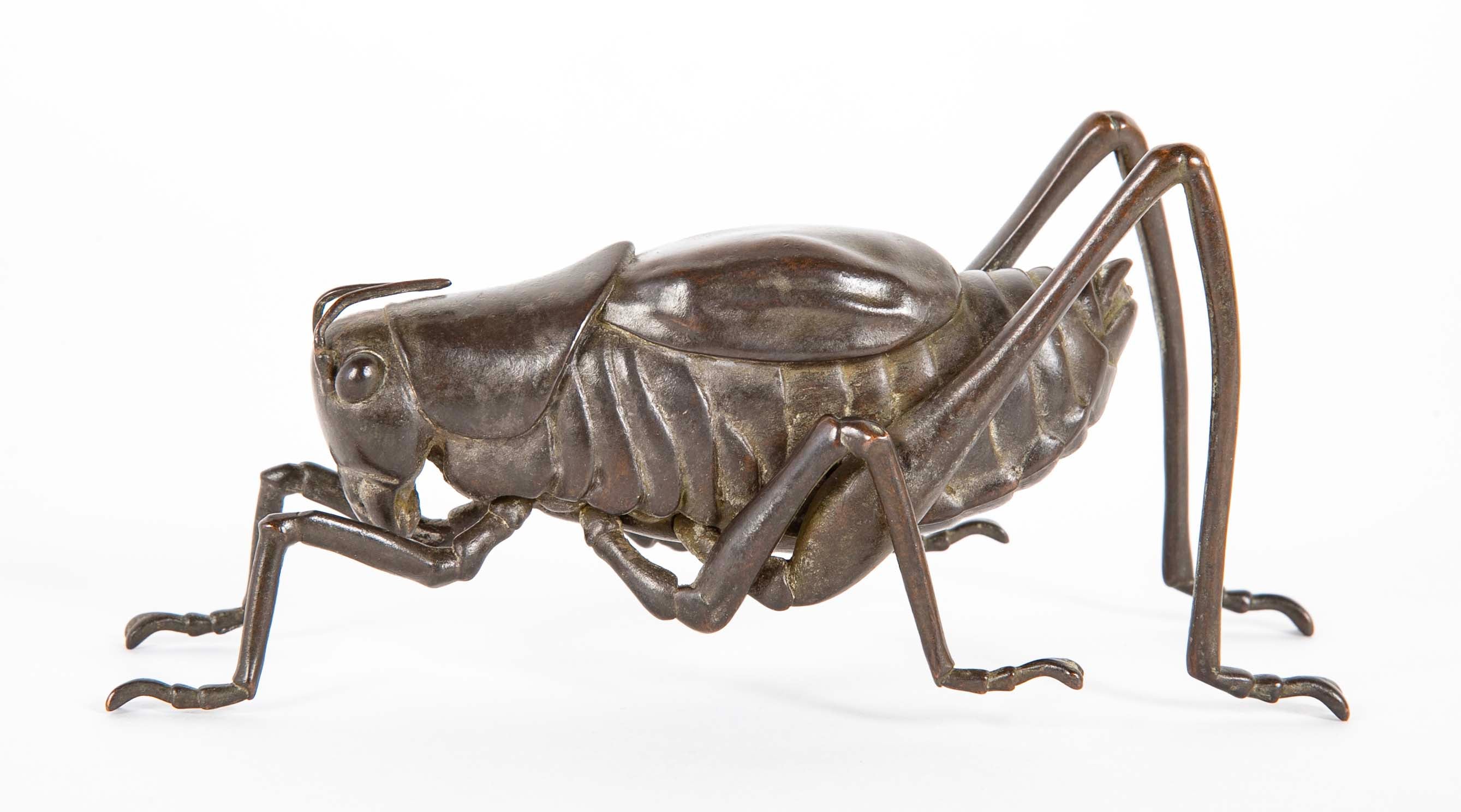 Mid 20th Century Japanese Bronze Grasshopper