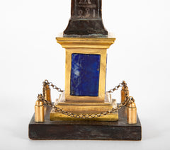 Pair of Patinated and Gilt Hieroglyphed Roman Obelisks