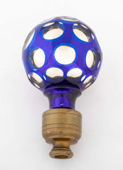 Pair of Blown Cobalt Blue Glass & Mercury Globe Newel Post Finials
