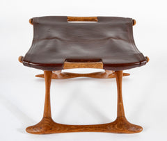 Mid-Century Danish Folding Stool with Leather Seat