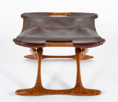 Mid-Century Danish Folding Stool with Leather Seat