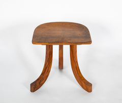 Pair of Walnut Tripod Thebes Stools in the Manner of Liberty & Co.