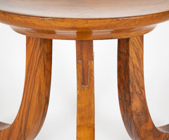 Pair of Walnut Tripod Thebes Stools in the Manner of Liberty & Co.