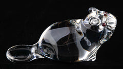 Pair of Steuben Crystal Beavers with Ruby Red Eyes