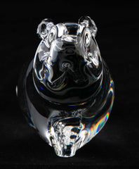 Pair of Steuben Crystal Beavers with Ruby Red Eyes