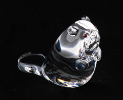 Pair of Steuben Crystal Beavers with Ruby Red Eyes