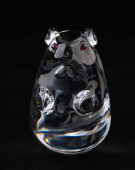Pair of Steuben Crystal Beavers with Ruby Red Eyes