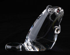 Pair of Steuben Crystal Beavers with Ruby Red Eyes