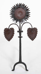 Handsome Pair of Arts & Crafts Sunflower Form Andirons