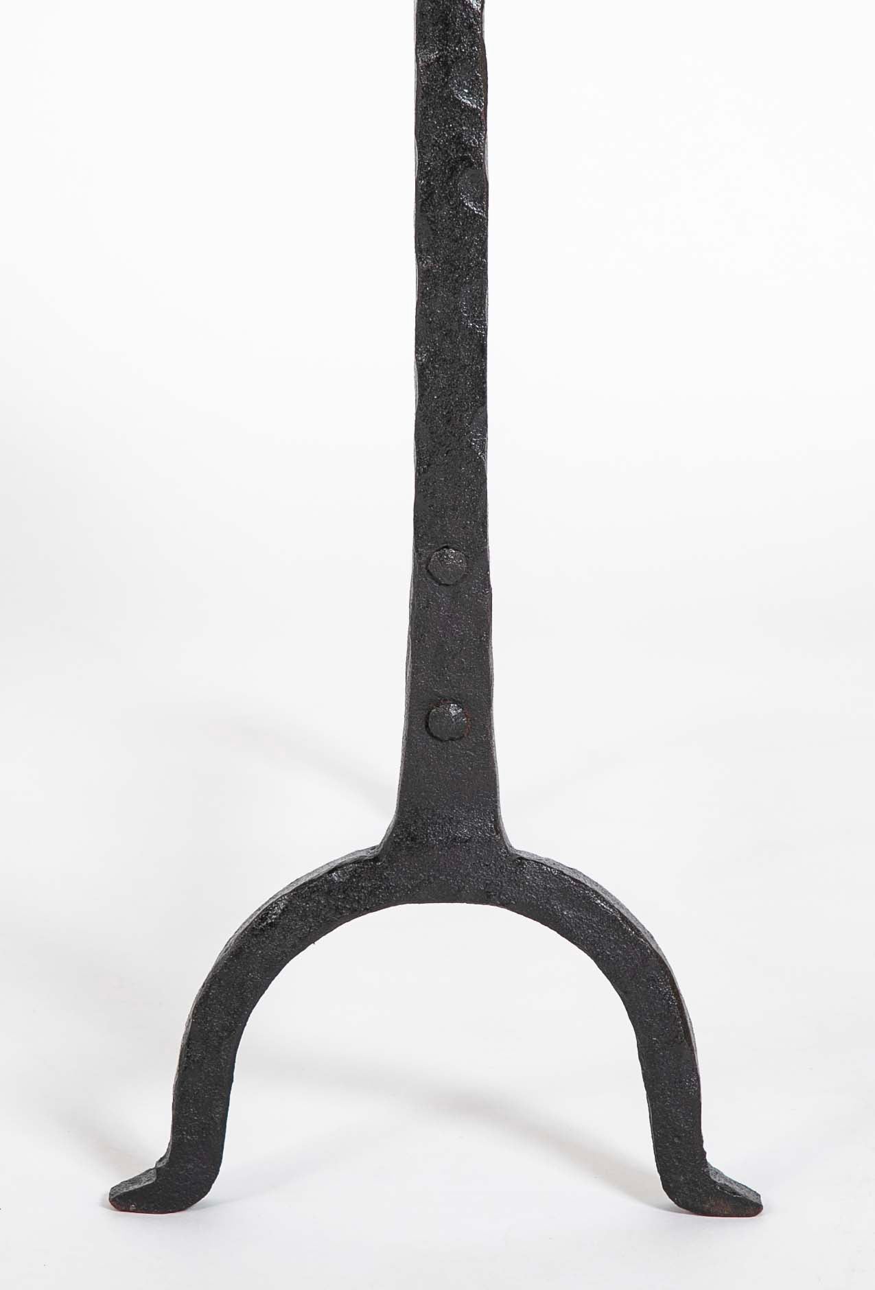 Handsome Pair of Arts & Crafts Sunflower Form Andirons