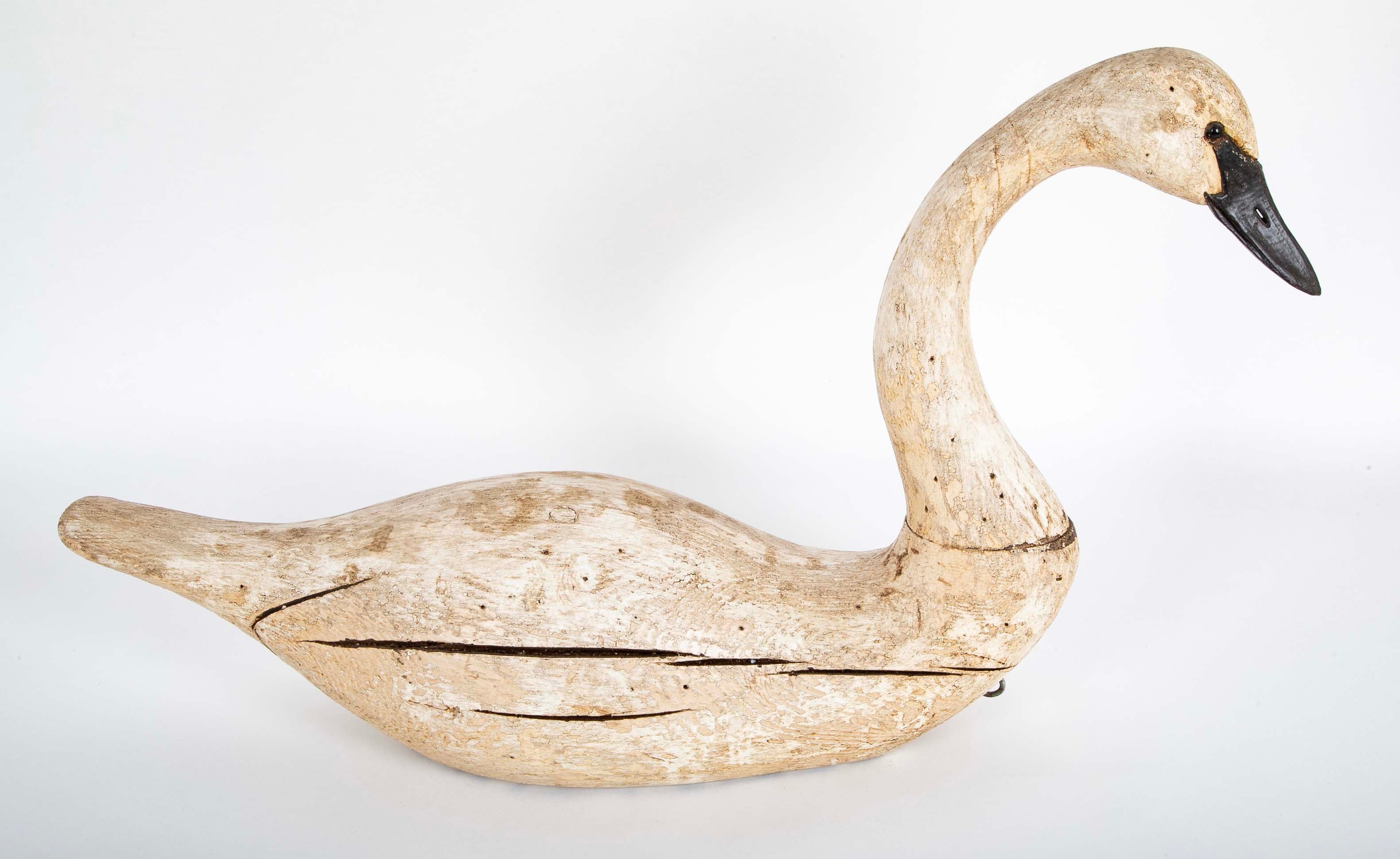 Carved and Painted Swan Decoy by Thomas Langan