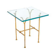 Garouste & Bonetti Gilt Iron and Glass Top Side Table
