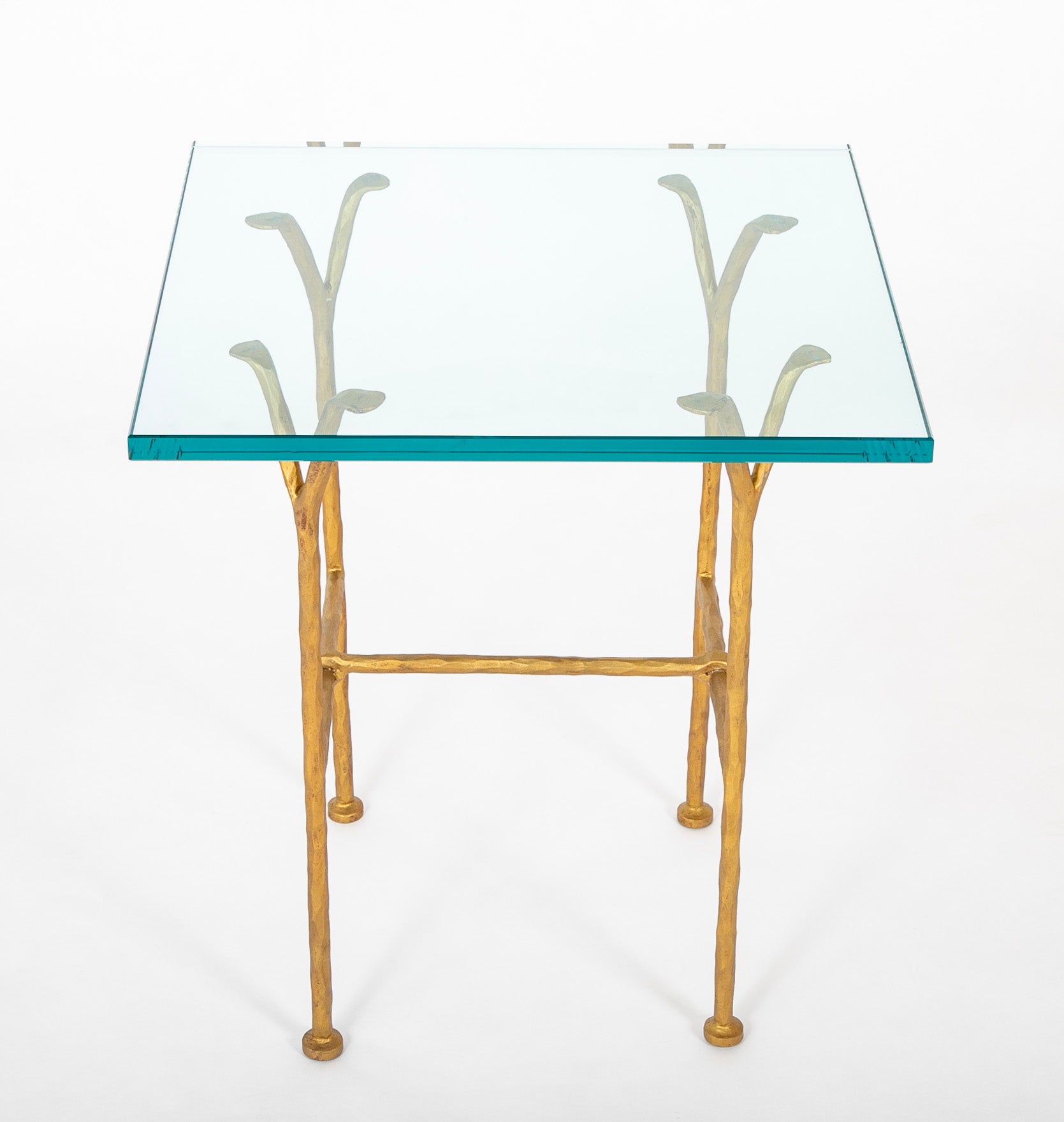 Garouste & Bonetti Gilt Iron and Glass Top Side Table