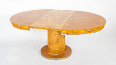 Amboyna Veneer Round Table with Metal Banding by Willy Rizzo