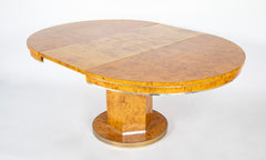 Amboyna Veneer Round Table with Metal Banding by Willy Rizzo