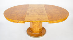 Amboyna Veneer Round Table with Metal Banding by Willy Rizzo