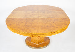 Amboyna Veneer Round Table with Metal Banding by Willy Rizzo