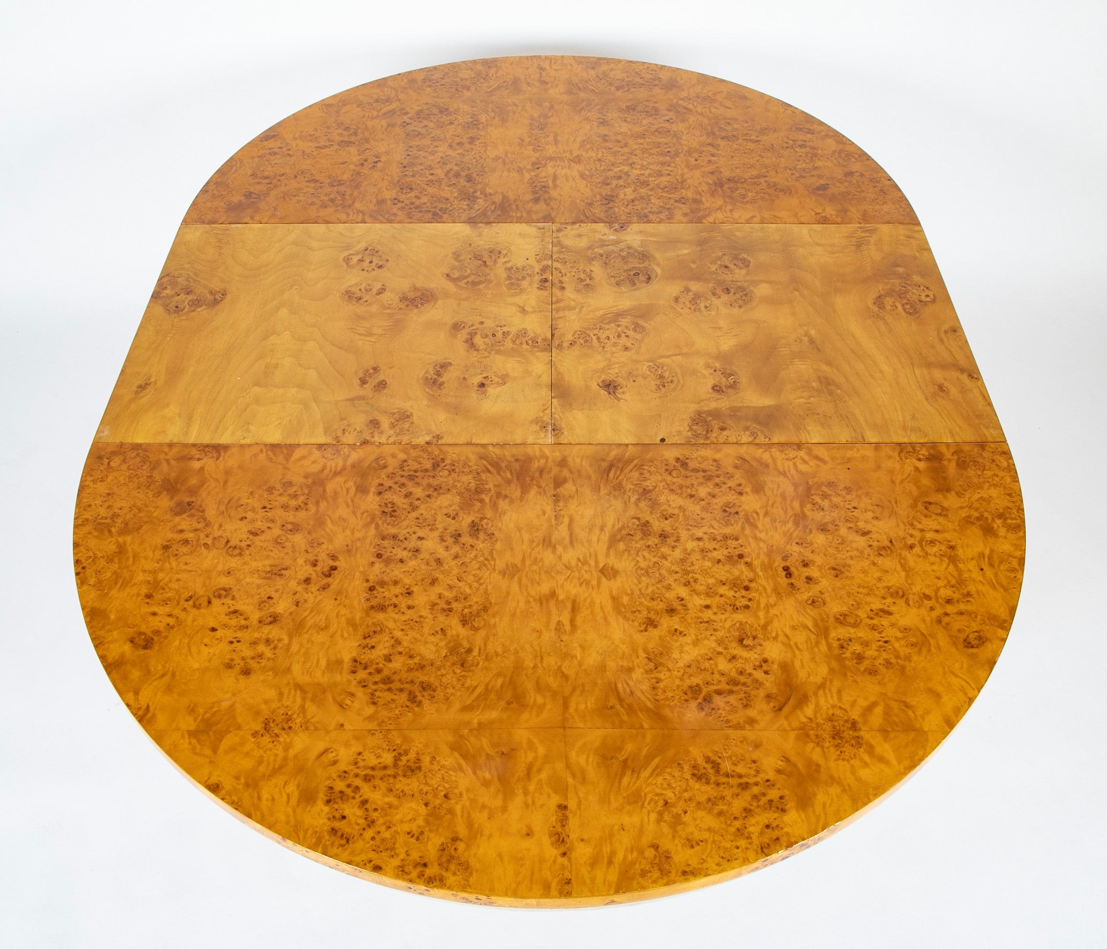 Amboyna Veneer Round Table with Metal Banding by Willy Rizzo