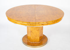 Amboyna Veneer Round Table with Metal Banding by Willy Rizzo