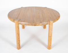 Round Danish Solid Pine Extension Dining Table by Rainer Daumiller