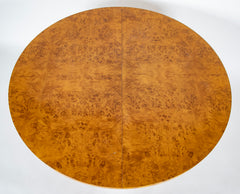 Amboyna Veneer Round Table with Metal Banding by Willy Rizzo