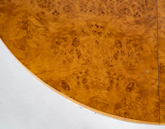 Amboyna Veneer Round Table with Metal Banding by Willy Rizzo