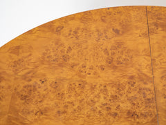 Amboyna Veneer Round Table with Metal Banding by Willy Rizzo