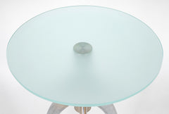 Italian Round Satin Glass Top Tripod Table with Chrome Base