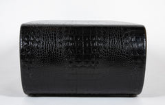 Karl Springer Scroll Coffee Table Covered in Black Faux Crocodile