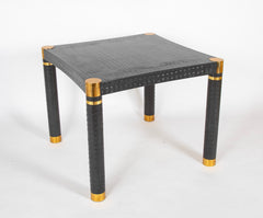 Karl Springer Games Table Embossed Alligator Gray Leather