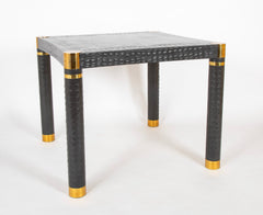Karl Springer Games Table Embossed Alligator Gray Leather