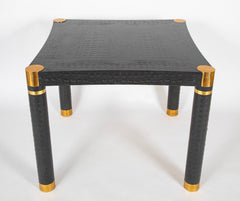 Karl Springer Games Table Embossed Alligator Gray Leather