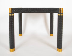 Karl Springer Games Table Embossed Alligator Gray Leather