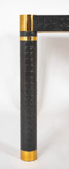 Karl Springer Games Table Embossed Alligator Gray Leather