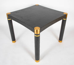 Karl Springer Games Table Embossed Alligator Gray Leather