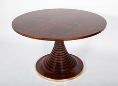 Round Center Table with Ringed Center Column by Carlo di Carli