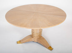 A Jules Leleu Bleached Oak Dining Table with Two Extension Leaves