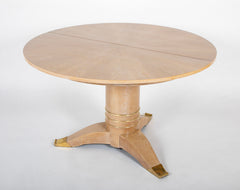 A Jules Leleu Bleached Oak Dining Table with Two Extension Leaves