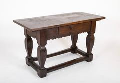 An 18th Century Danish Single Drawer Baroque Oak Table