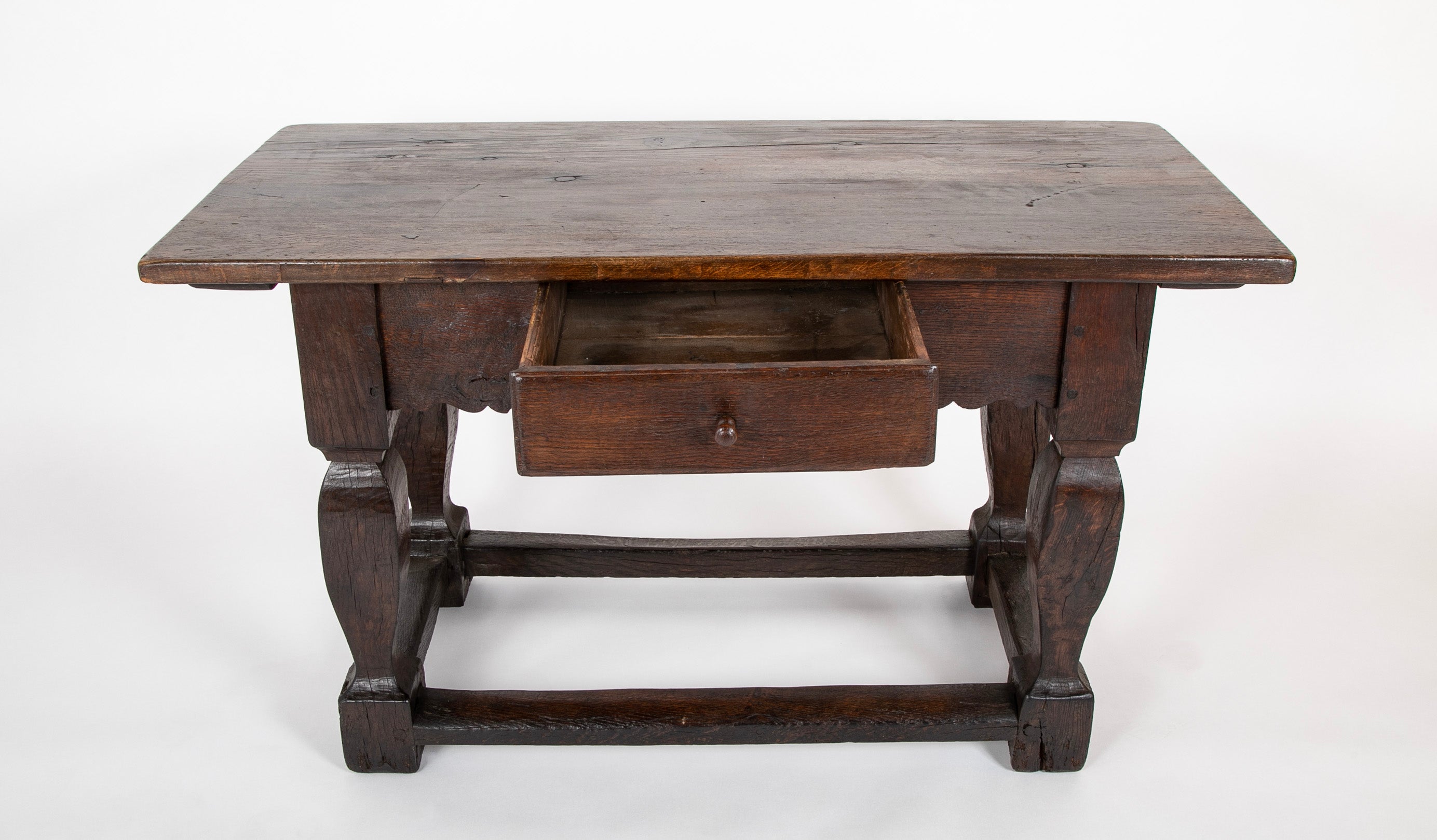 An 18th Century Danish Single Drawer Baroque Oak Table
