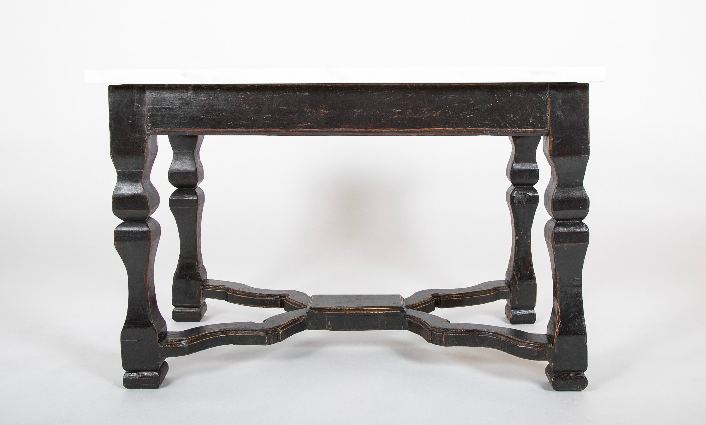 Center Table with Painted Baroque Style Base & Later Marble Top