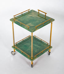 Mid-Century Aldo Tura Goatskin Covered "Carrello-Bar" or Rolling Cart