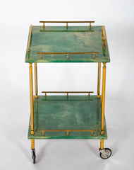 Mid-Century Aldo Tura Goatskin Covered "Carrello-Bar" or Rolling Cart