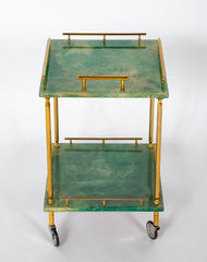 Mid-Century Aldo Tura Goatskin Covered "Carrello-Bar" or Rolling Cart