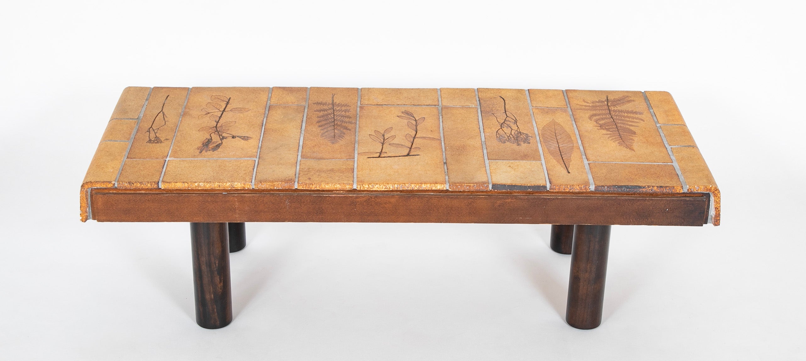 A Roger Capron Coffee Table in Stained Wood with Ceramic Tile