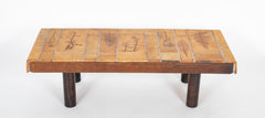 A Roger Capron Coffee Table in Stained Wood with Ceramic Tile