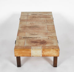 A Roger Capron Coffee Table in Stained Wood & Glazed Ceramic Tile