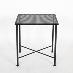 Black Metal Table with Perforated Top in the Manner of Mathieu Mategot