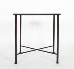 Black Metal Table with Perforated Top in the Manner of Mathieu Mategot